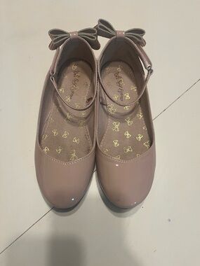 Self Esteem Girls' Patent Mary Jane Flats with Bow - Blush Pink
